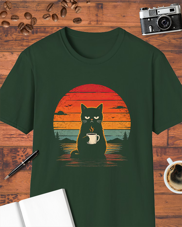 Funny Cat Coffee T-Shirt