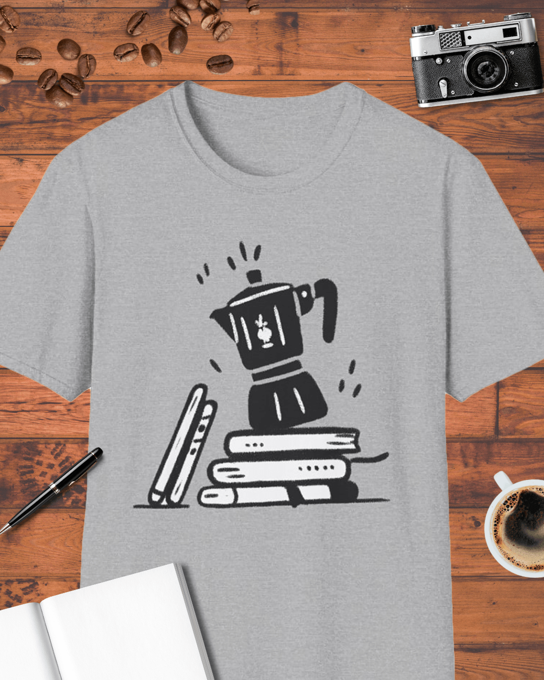 Moka Pot & Books T-Shirt