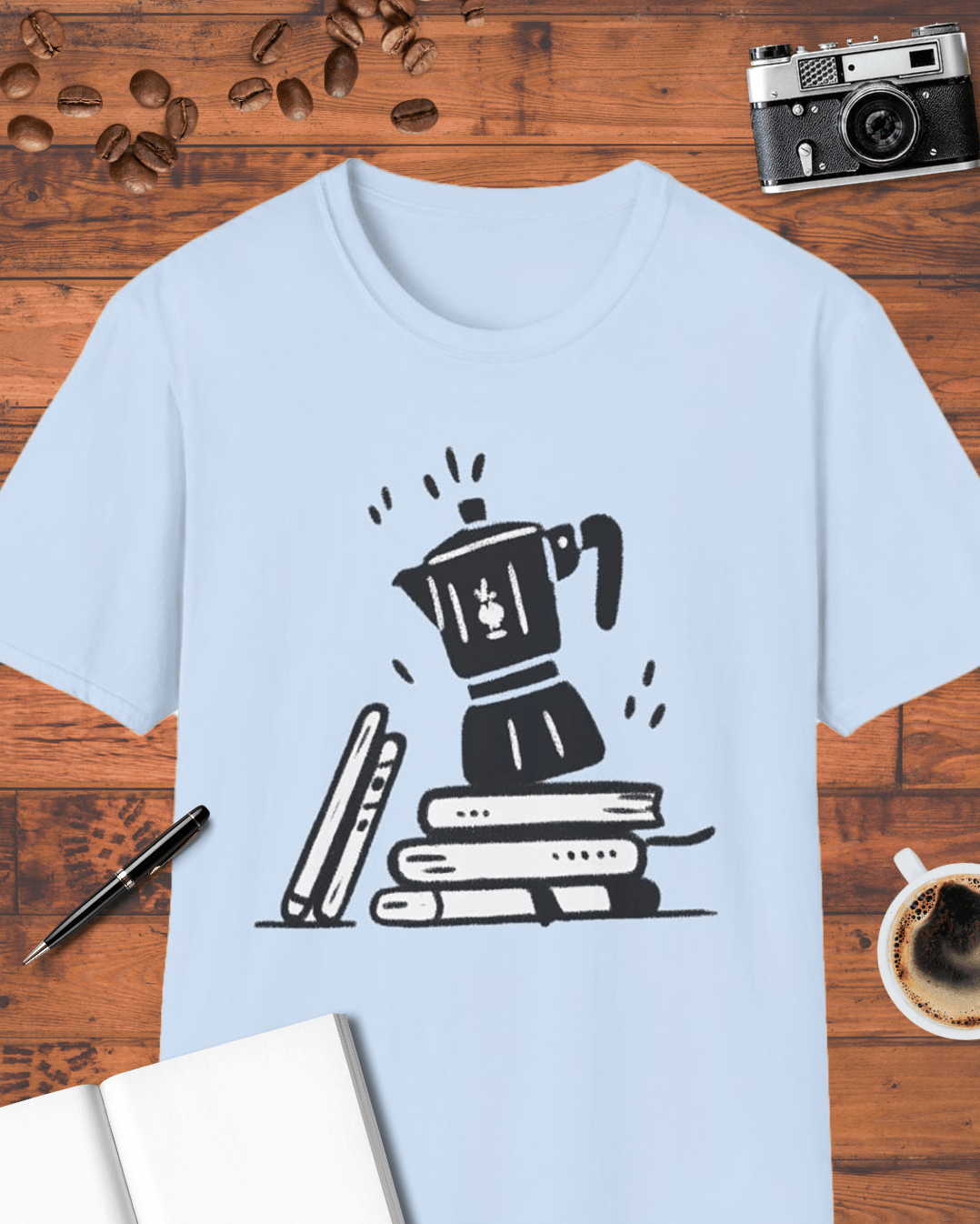 Moka Pot & Books T-Shirt
