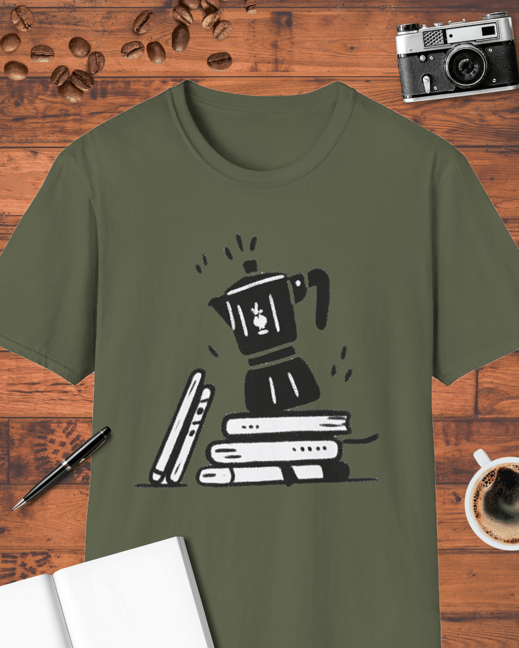 Moka Pot & Books T-Shirt