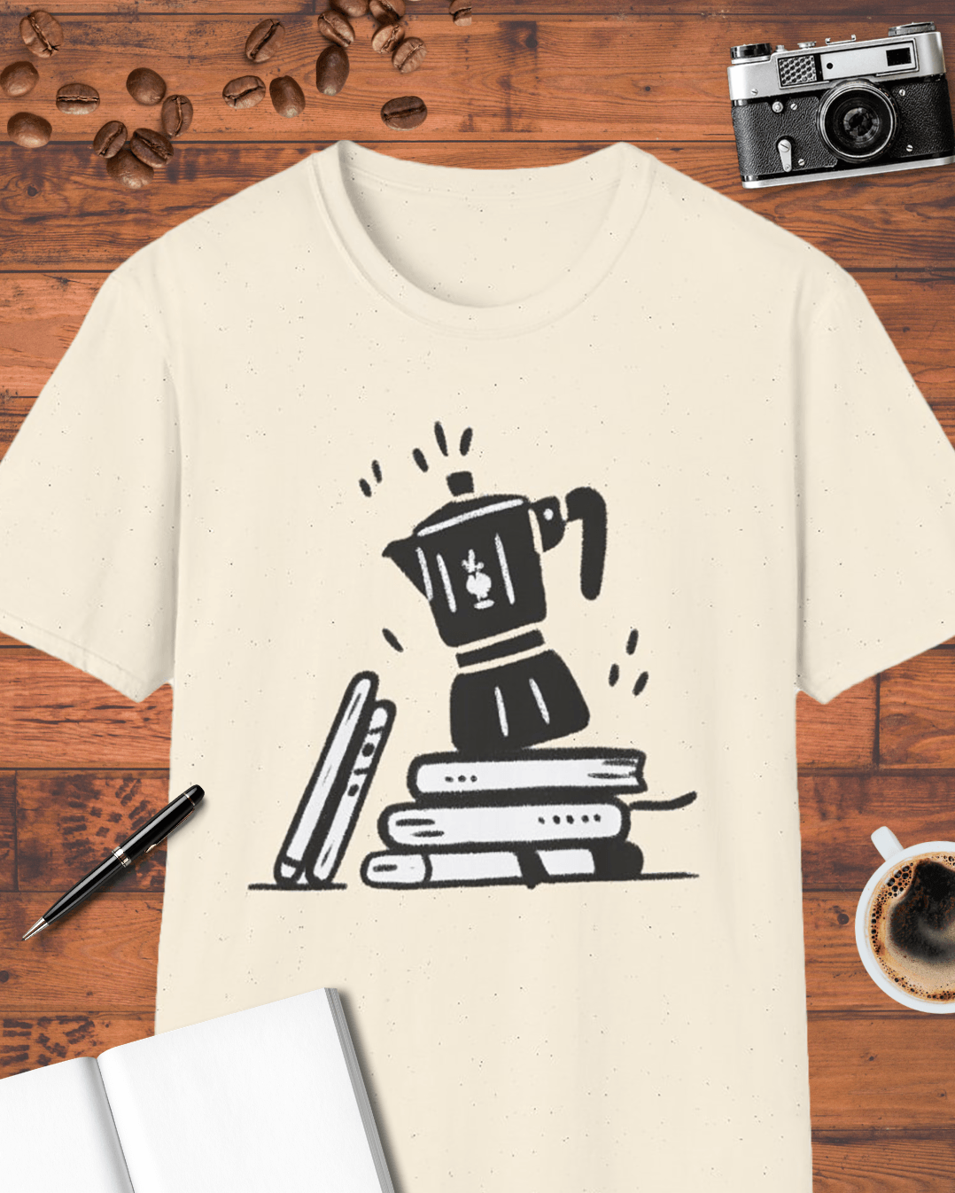 Moka Pot & Books T-Shirt