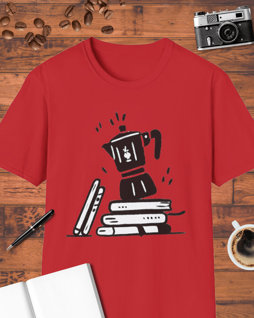 Moka Pot & Books T-Shirt