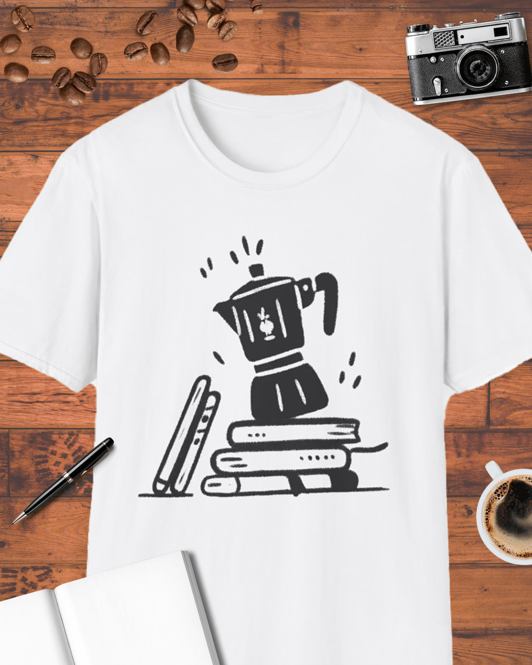 Moka Pot & Books T-Shirt