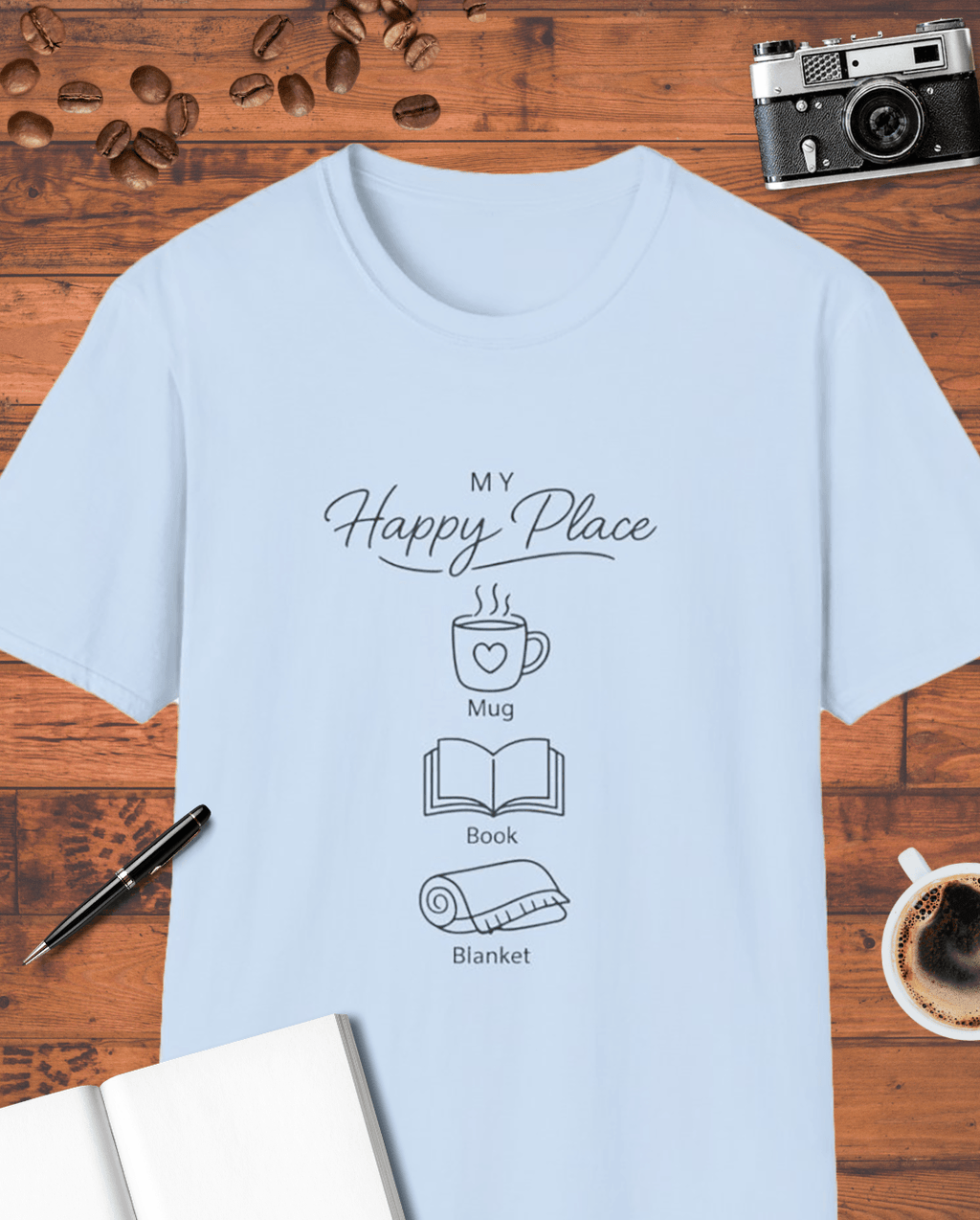 My Happy Place: Mug, Book & Blanket T-Shirt