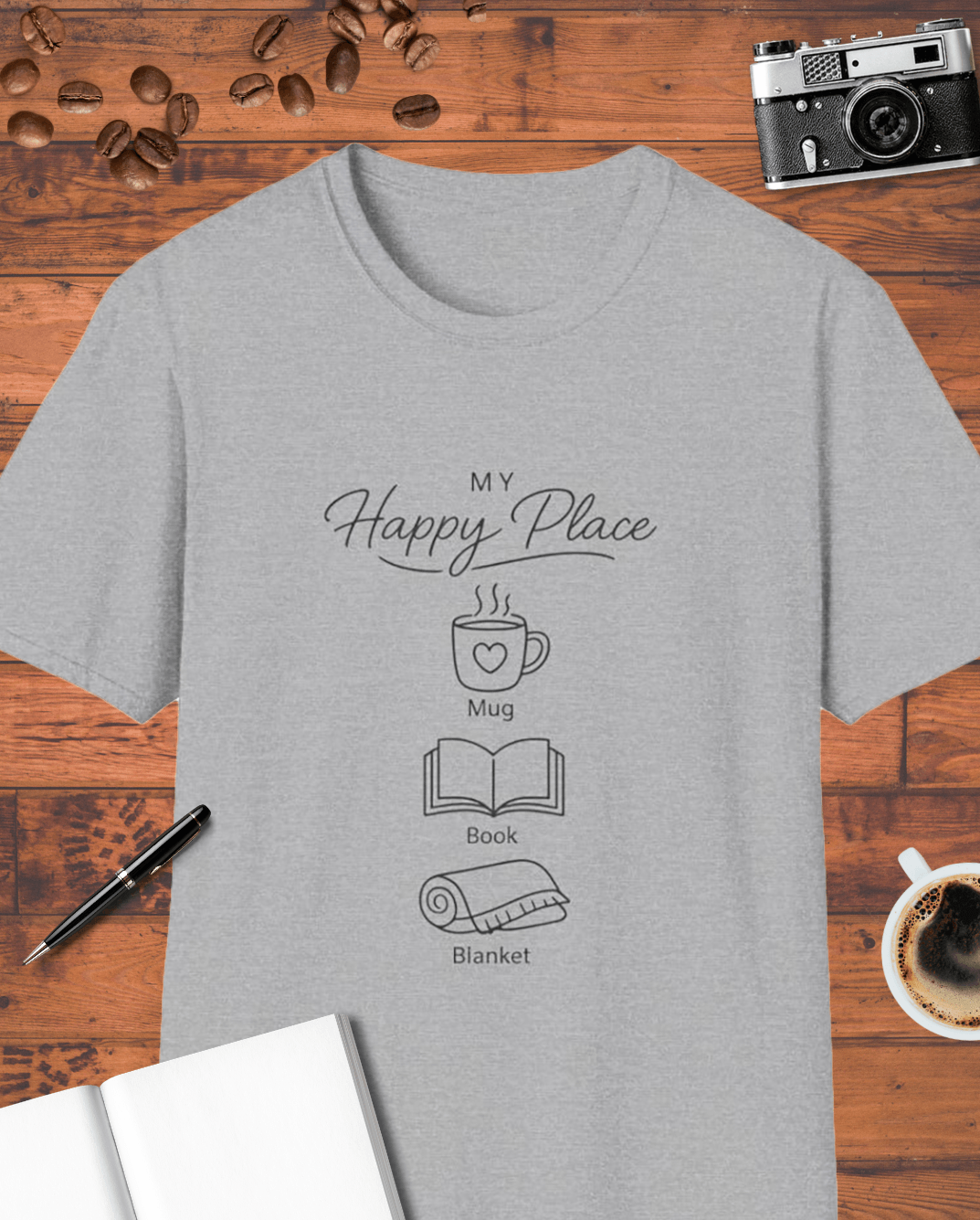 My Happy Place: Mug, Book & Blanket T-Shirt