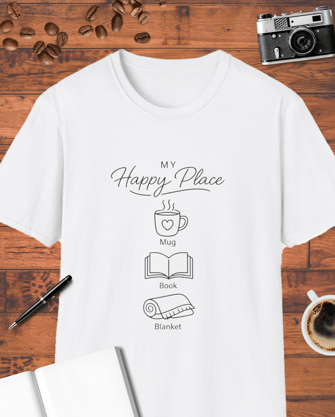 My Happy Place: Mug, Book & Blanket T-Shirt