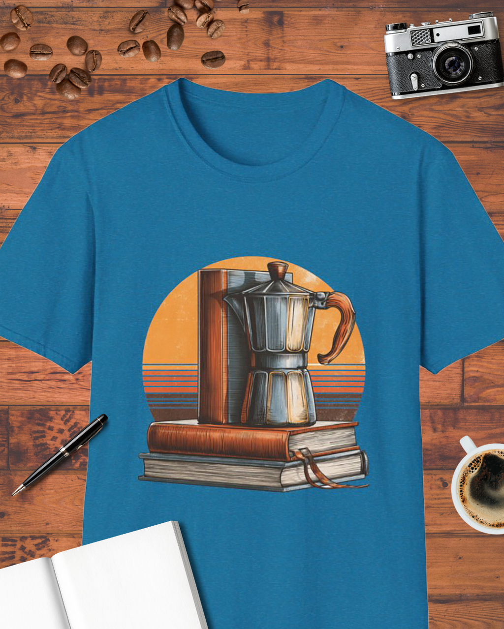 Vintage Moka Pot & Books T-Shirt