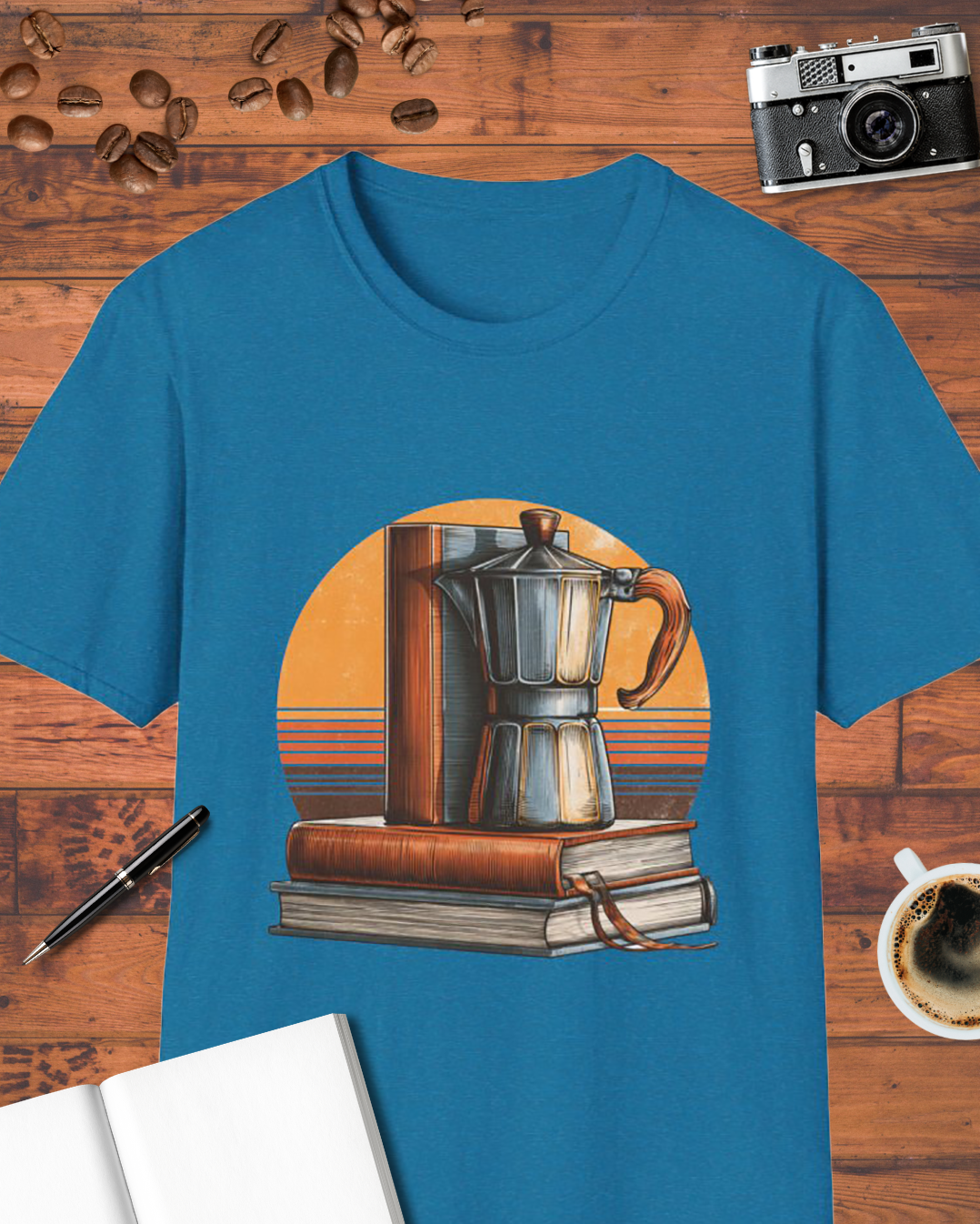 Vintage Moka Pot & Books T-Shirt