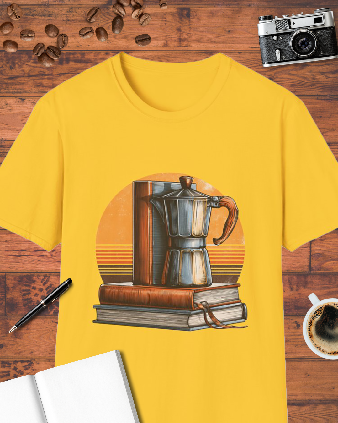 Vintage Moka Pot & Books T-Shirt