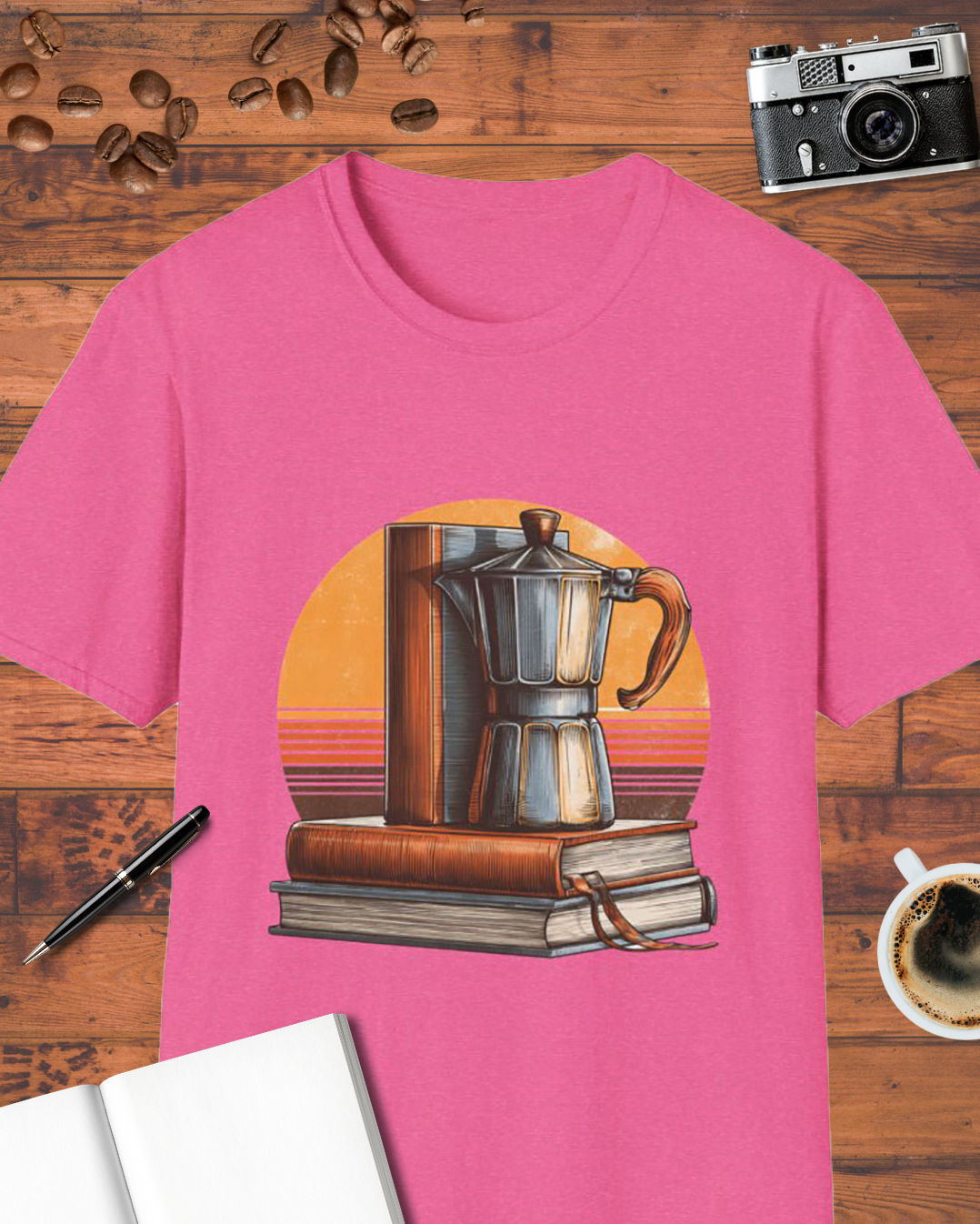 Vintage Moka Pot & Books T-Shirt